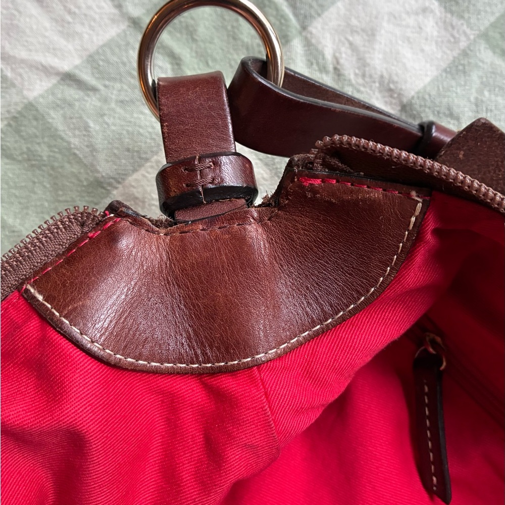 VTG Dooney & Bourke “East West” Brown Suede Shoulder Bag Hobo Medium Boho - Picture 10 of 13
